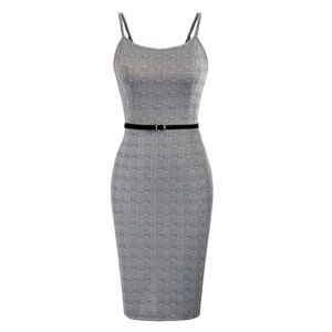 Grey Sleeveless Pencil Dress